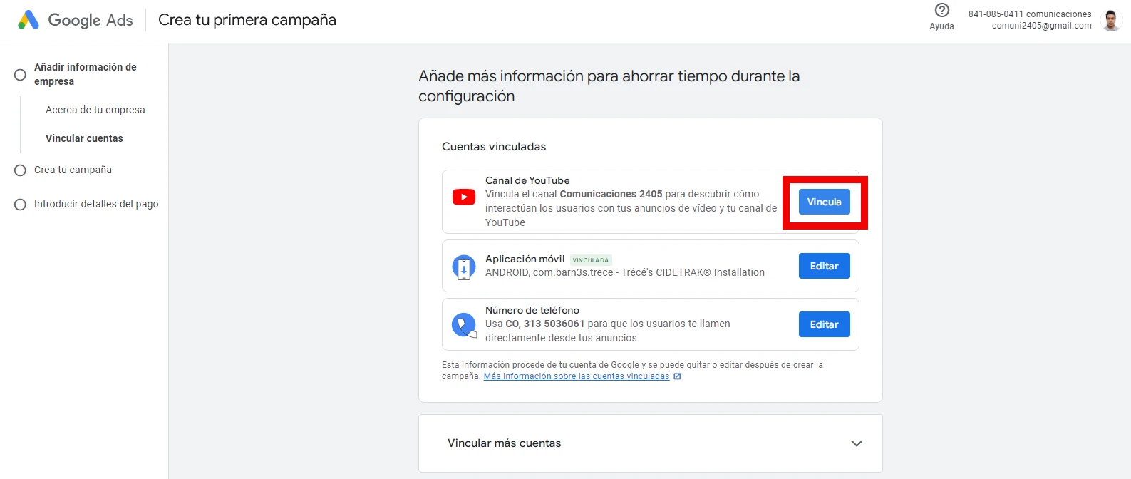 lier la photo du compte