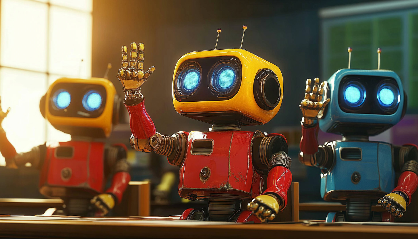 Google Robots Raising Hand Classroom
