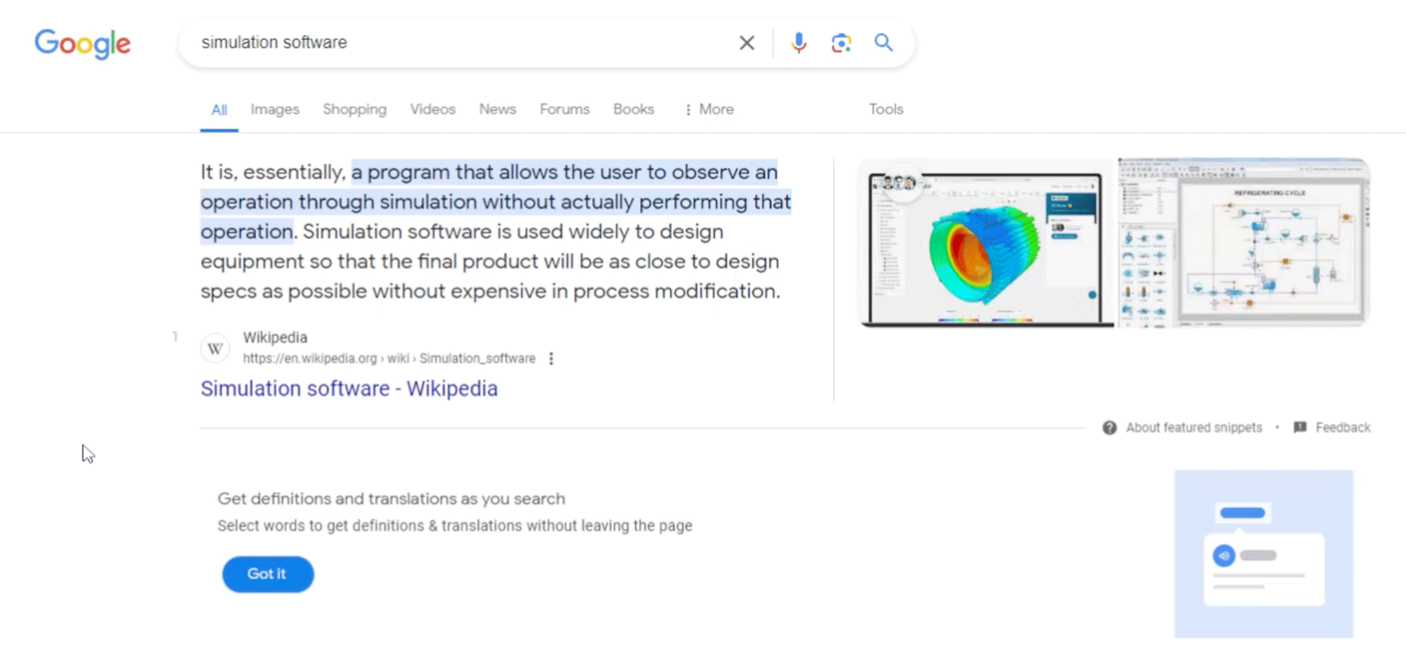 Recherche Google Obtenir des définitions en tant que recherche