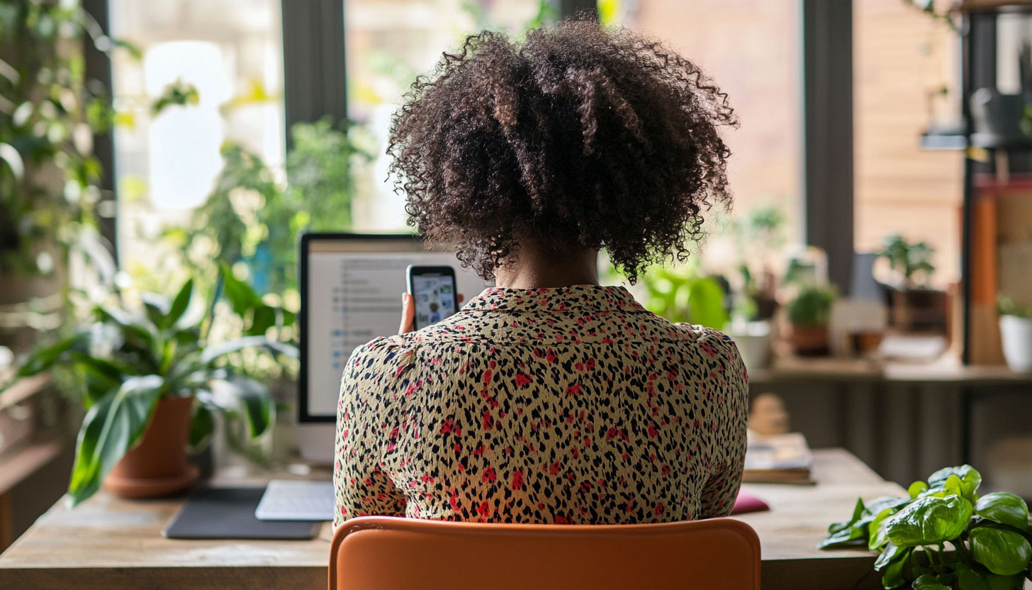 Femme sur un téléphone en train de naviguer