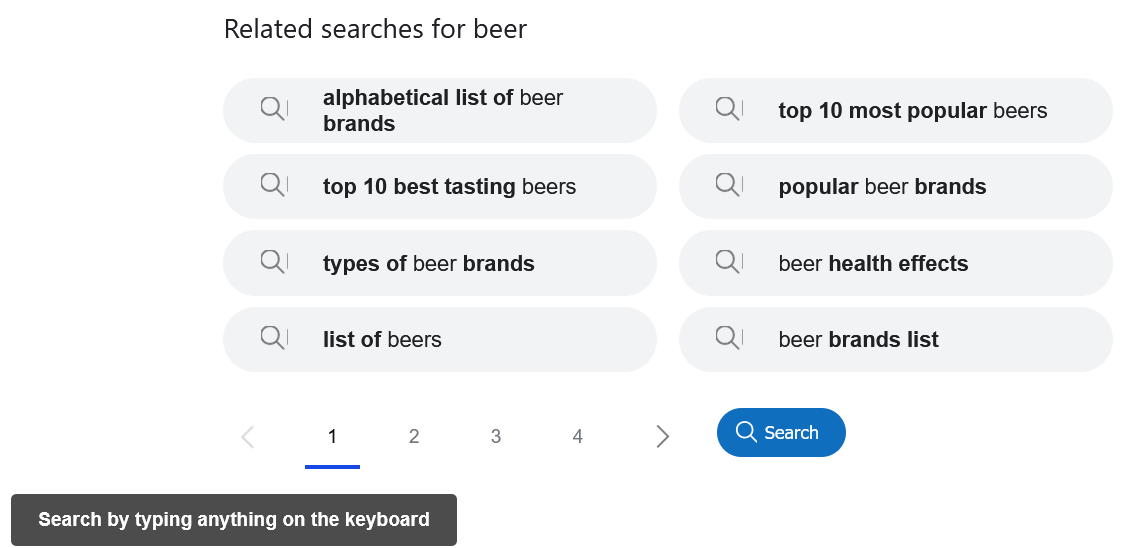 Note de pied de page de Bing Search Anything