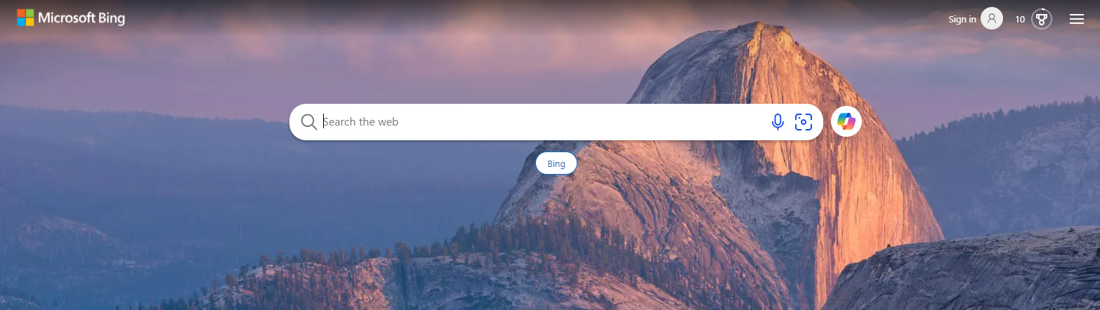 Bureau des boutons Bing