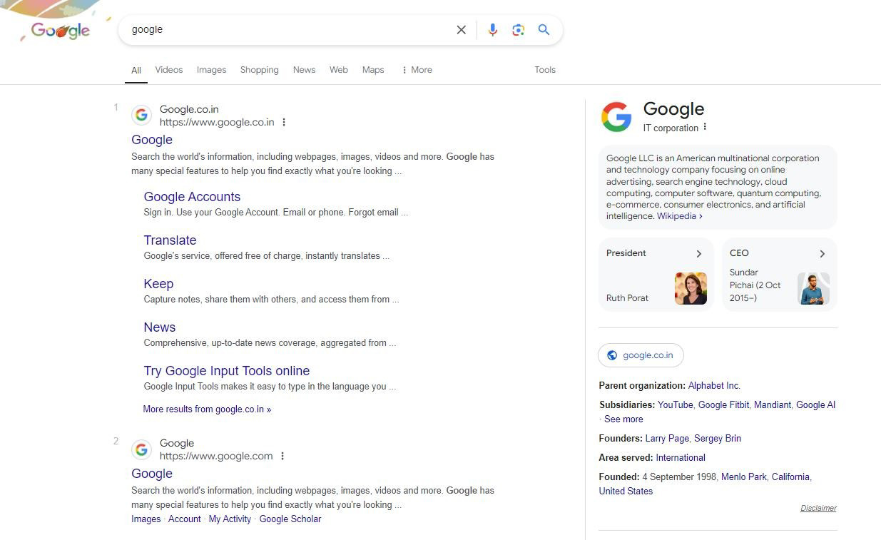 Bureau de format de carte du panneau de connaissances Google