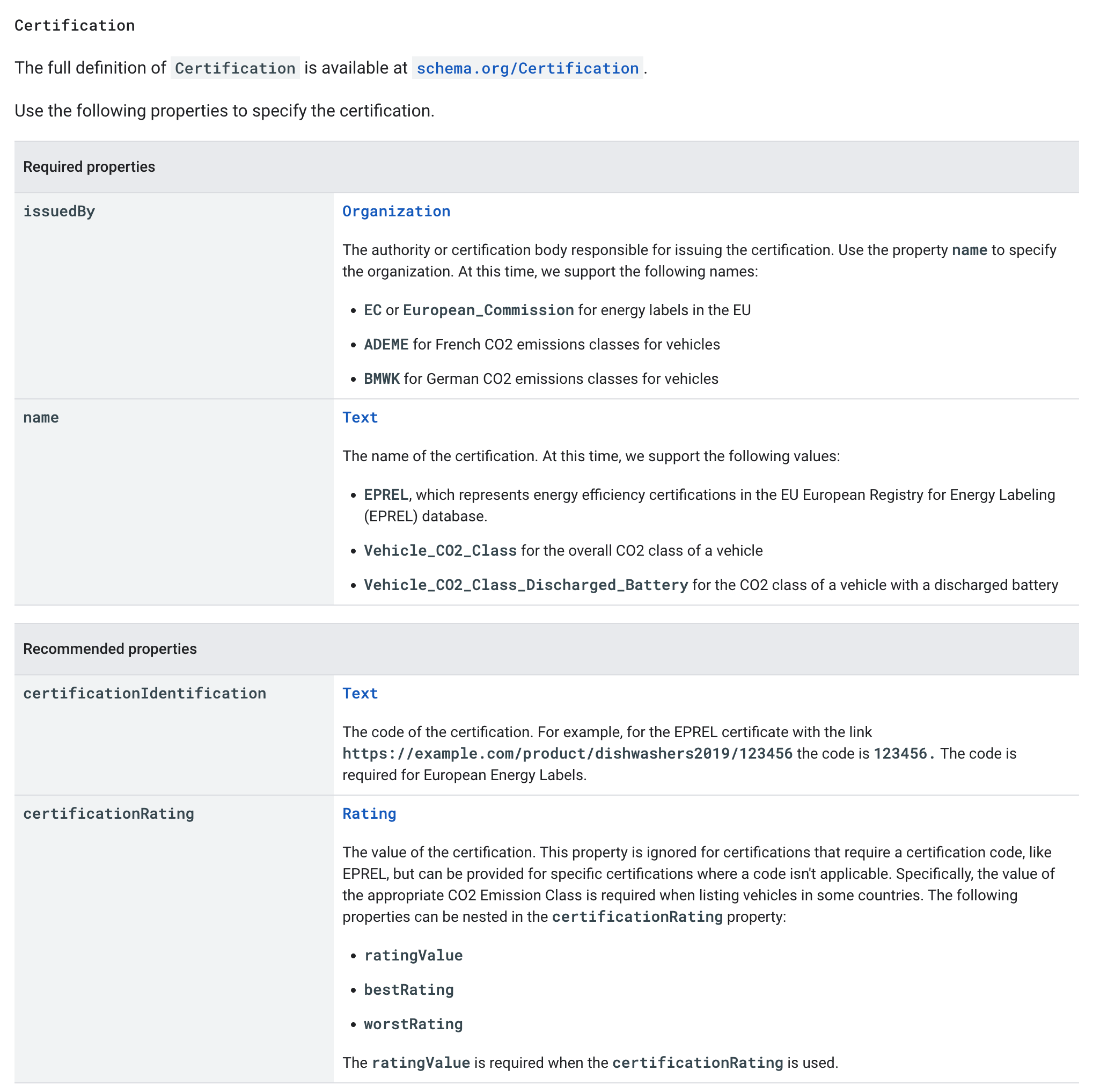 Détails du document de certification Google