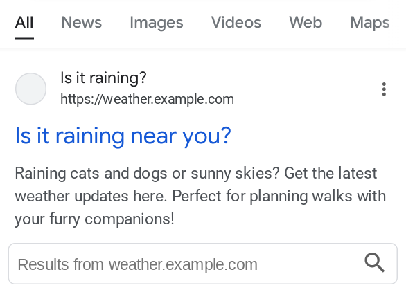 Champ de recherche de liens annexes Google
