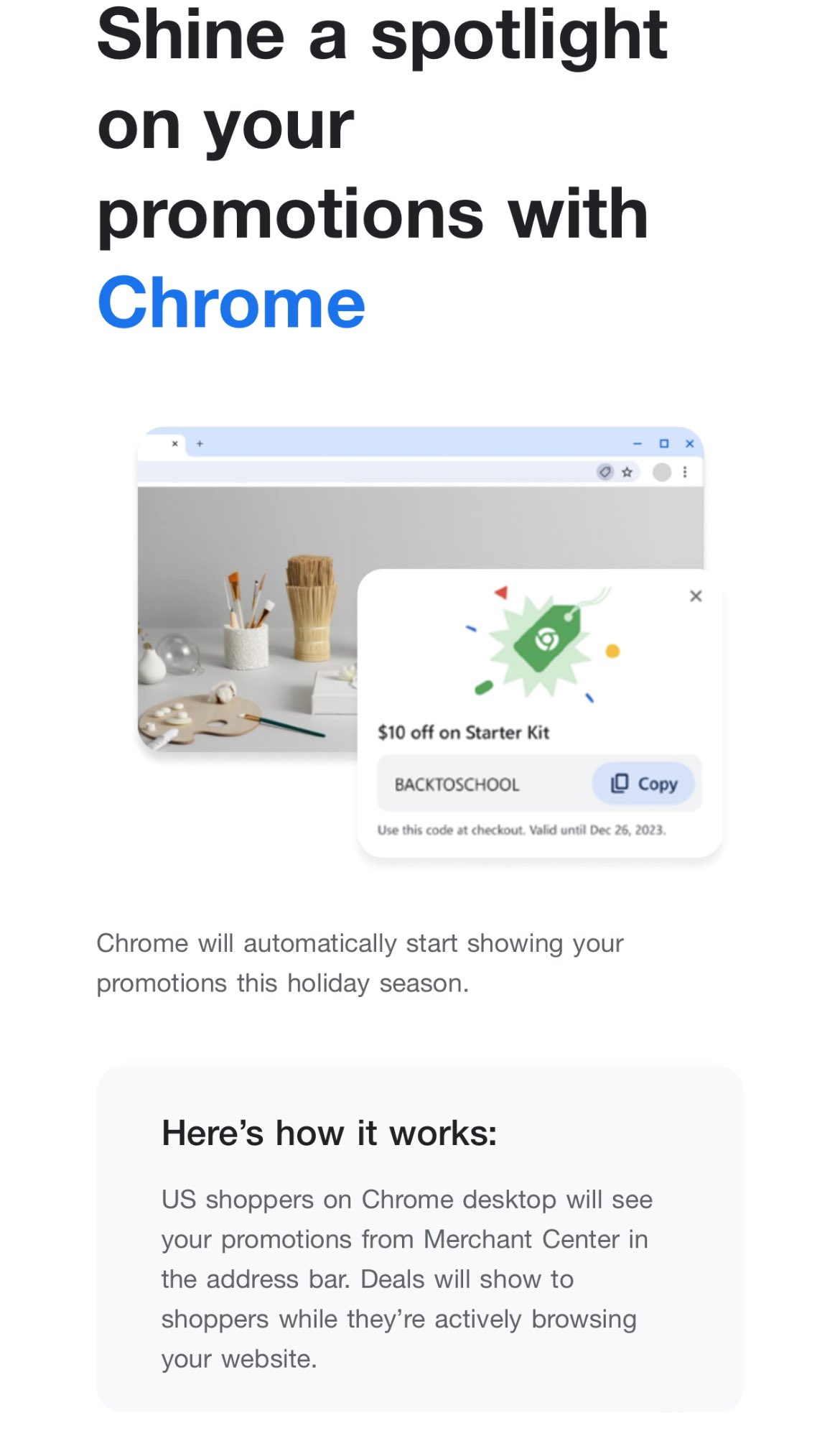 Promotions du centre marchand Google Chrome