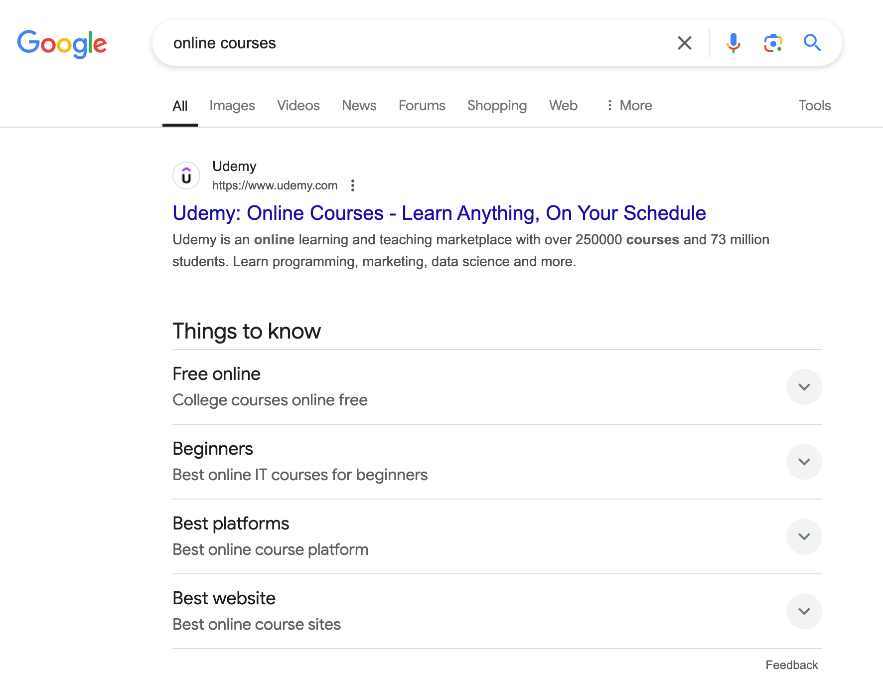 Liste Google des choses à savoir fermée