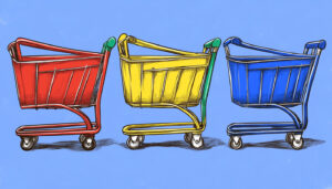 Annonces Google Shopping avec icône de sac dans la recherche