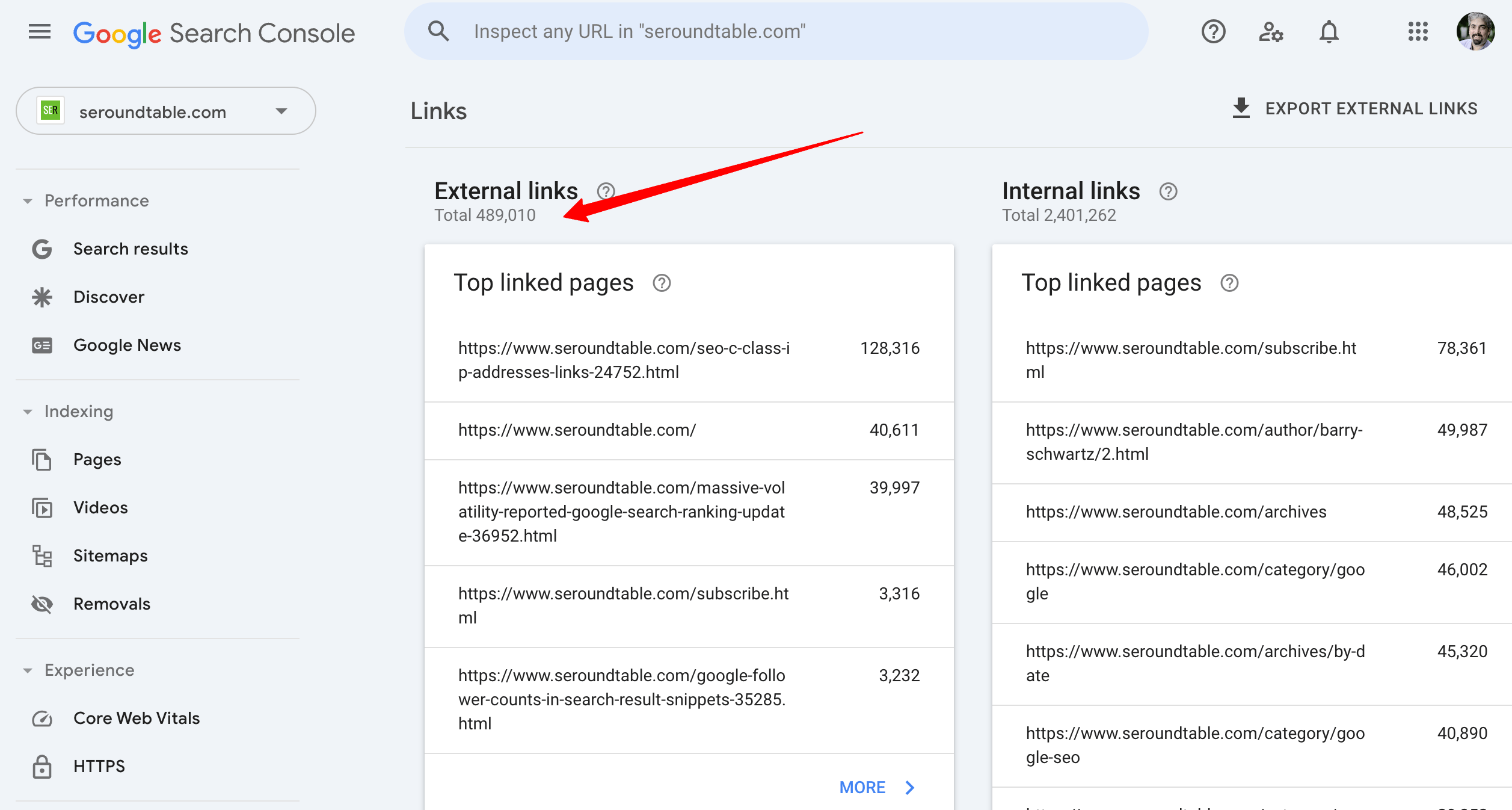 Nombre de liens Gsc mis à jour