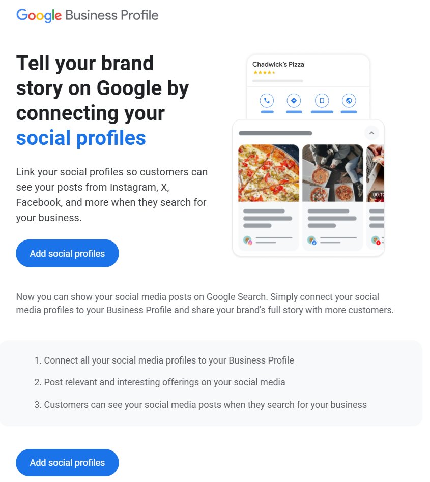 Profils d'entreprise Google Profils sociaux E-mail
