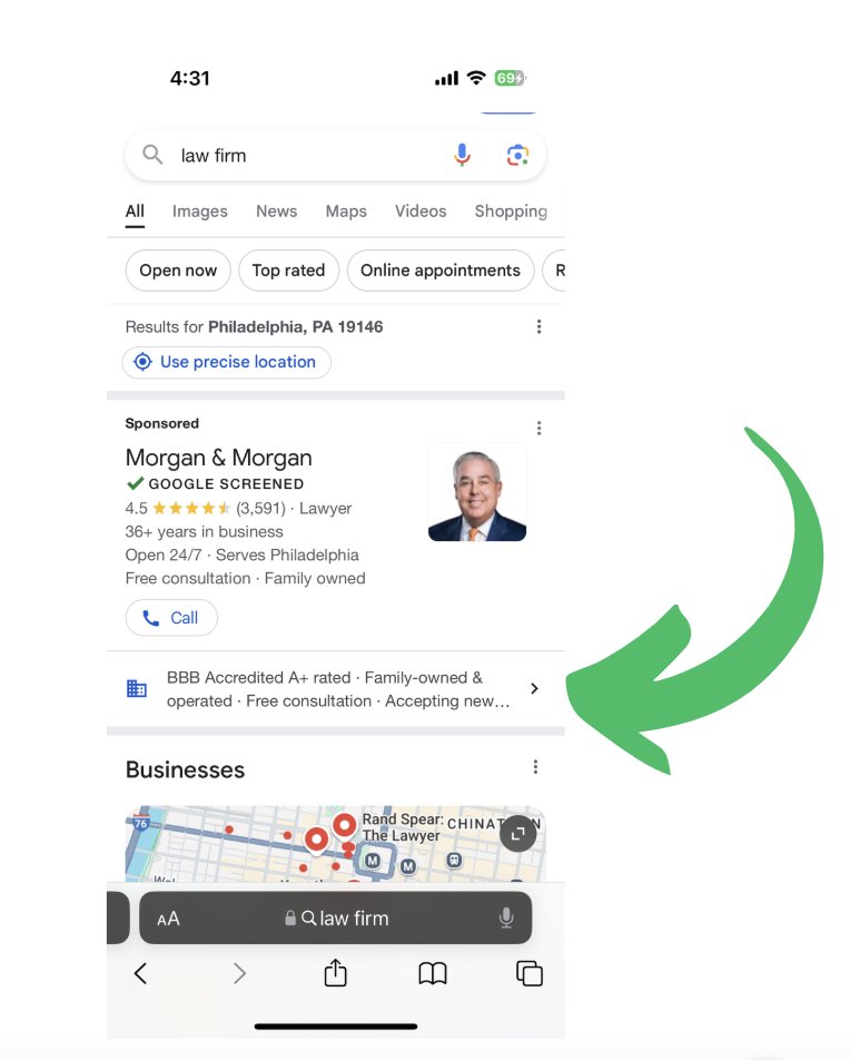 Test d'appel publicitaire Google Lsa
