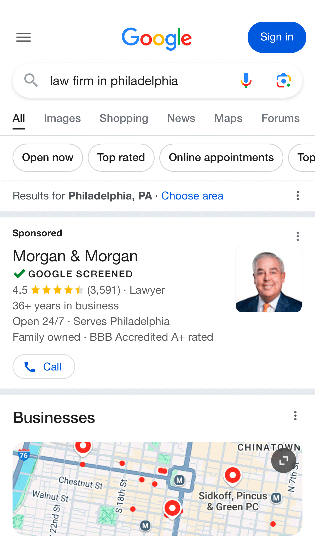 Annonce Google LSA