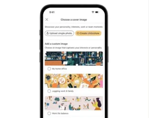 LinkedIn vous permet de mettre un carrousel de plusieurs images en en-tête de profil