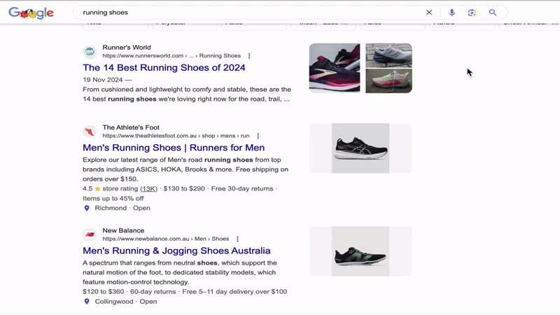 Effet d'ombre de survol de Google