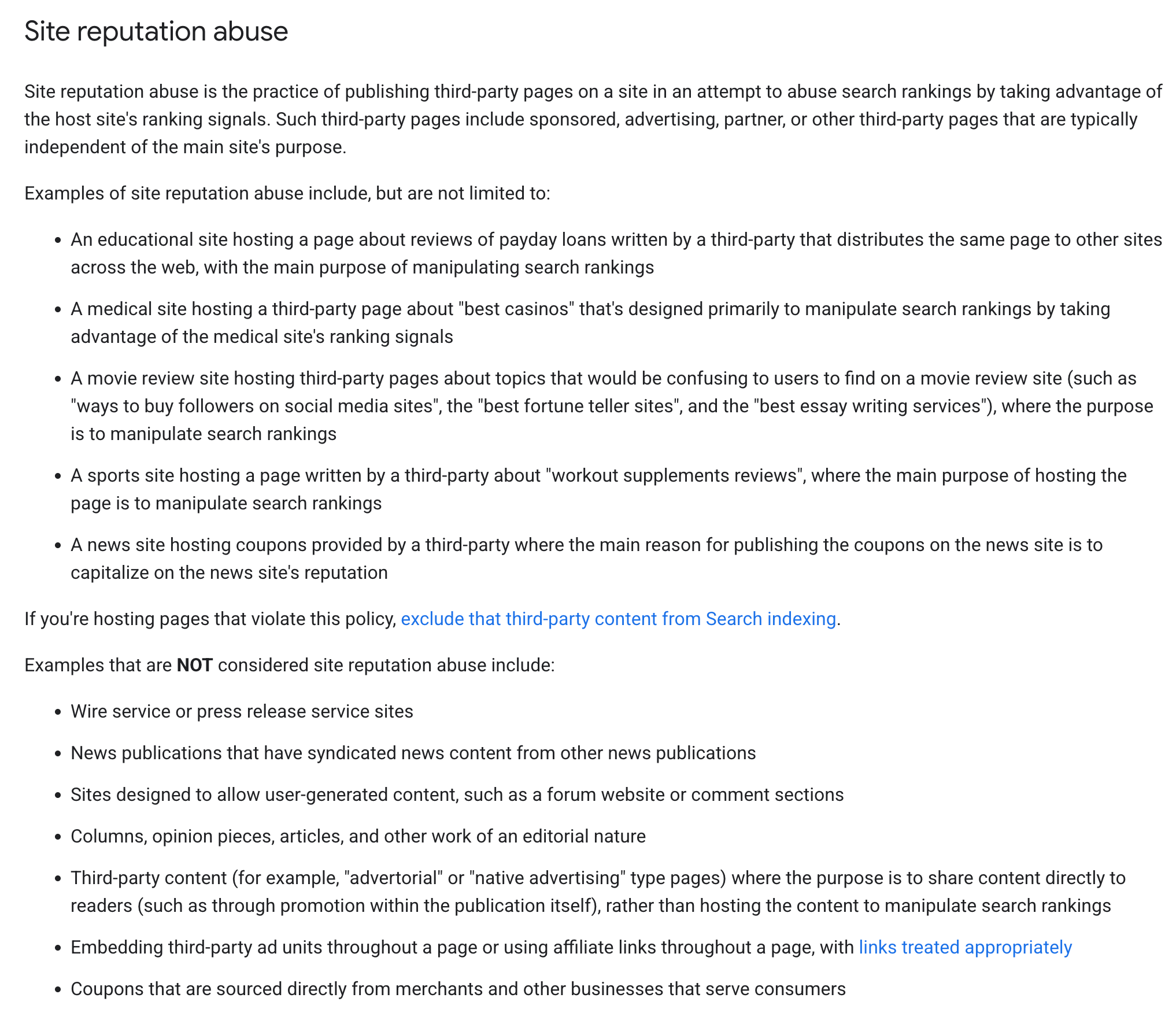 Ancienne politique en matière d'abus des représentants du site