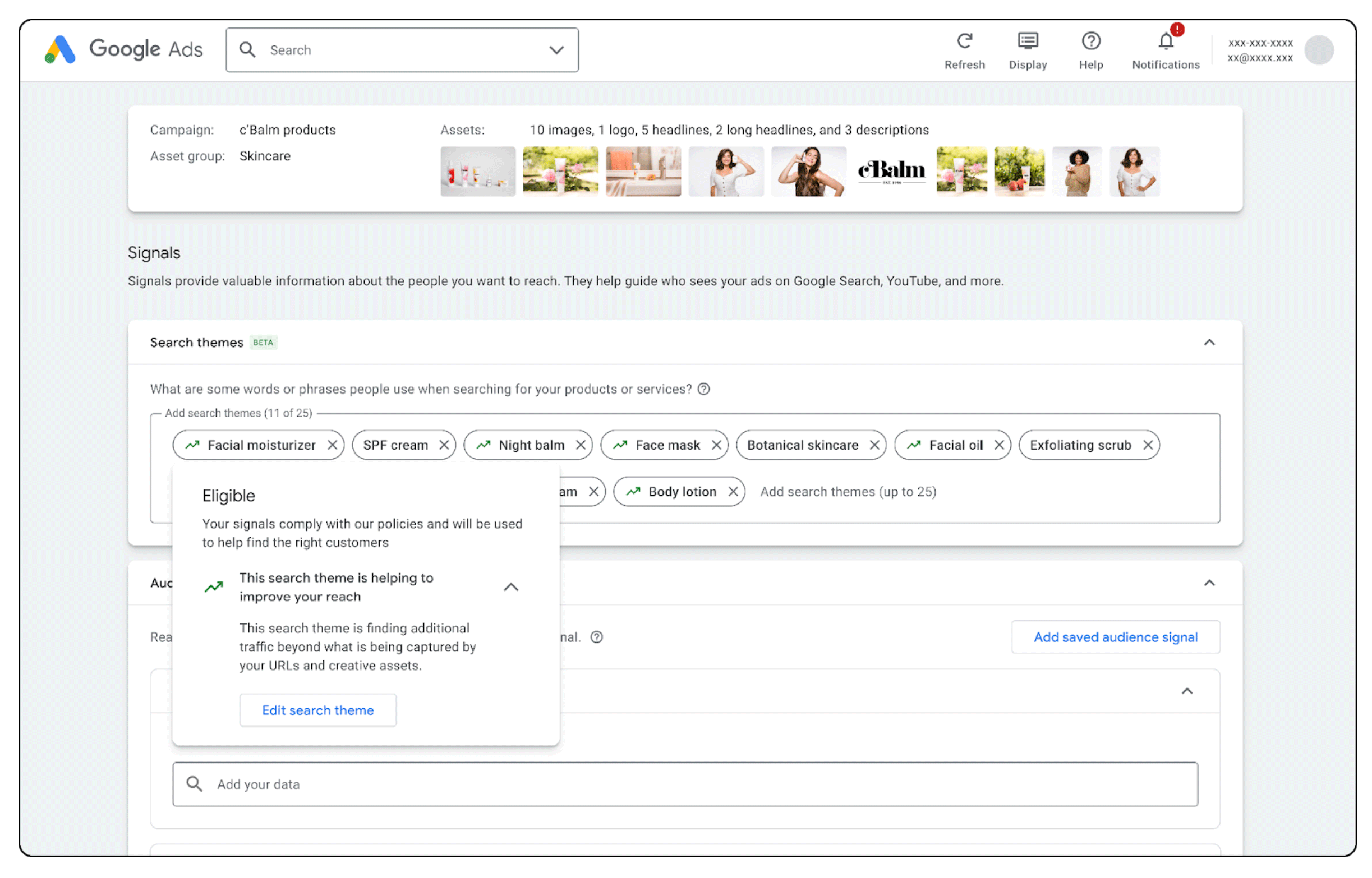 Thèmes de recherche Google Ads Eligle