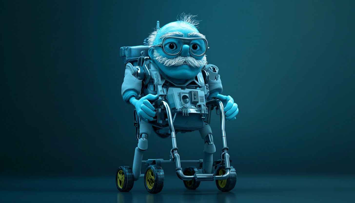 Old Blue Robot Using Walker