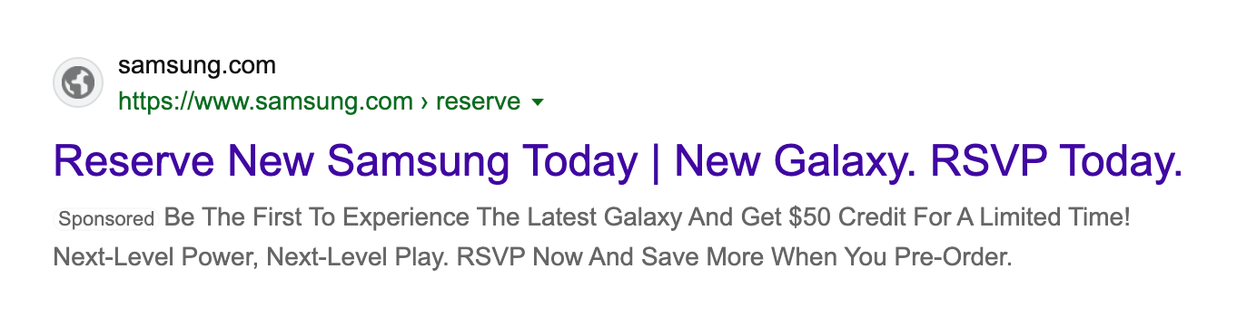 Étiquette sponsorisée normale Bing
