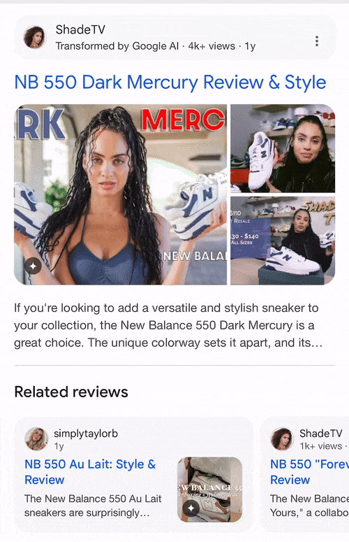 Extrait de carrousel d'avis associés à la recherche Google