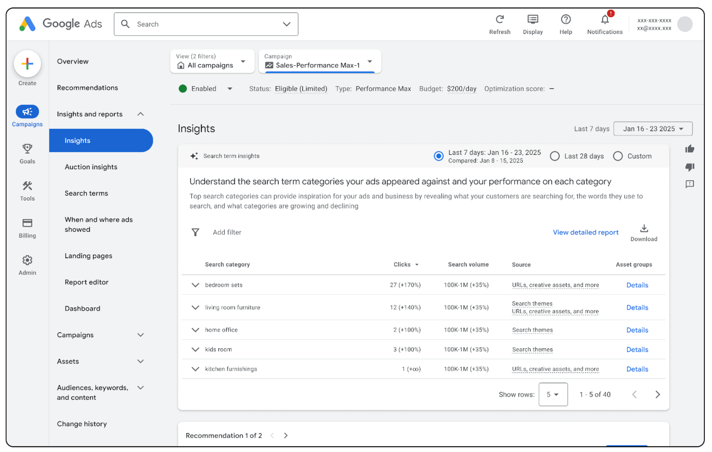 Rapport sur les termes de recherche Google Ads
