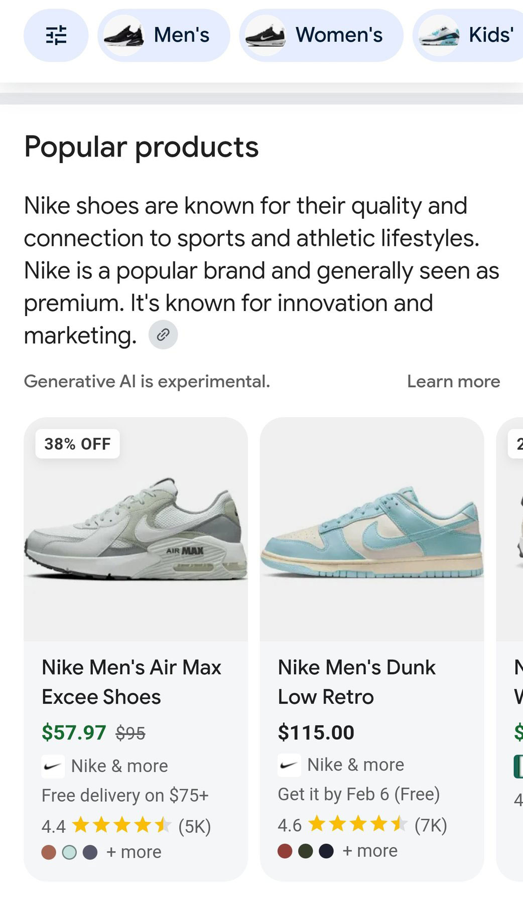 Google Popular Products Gen AI Description