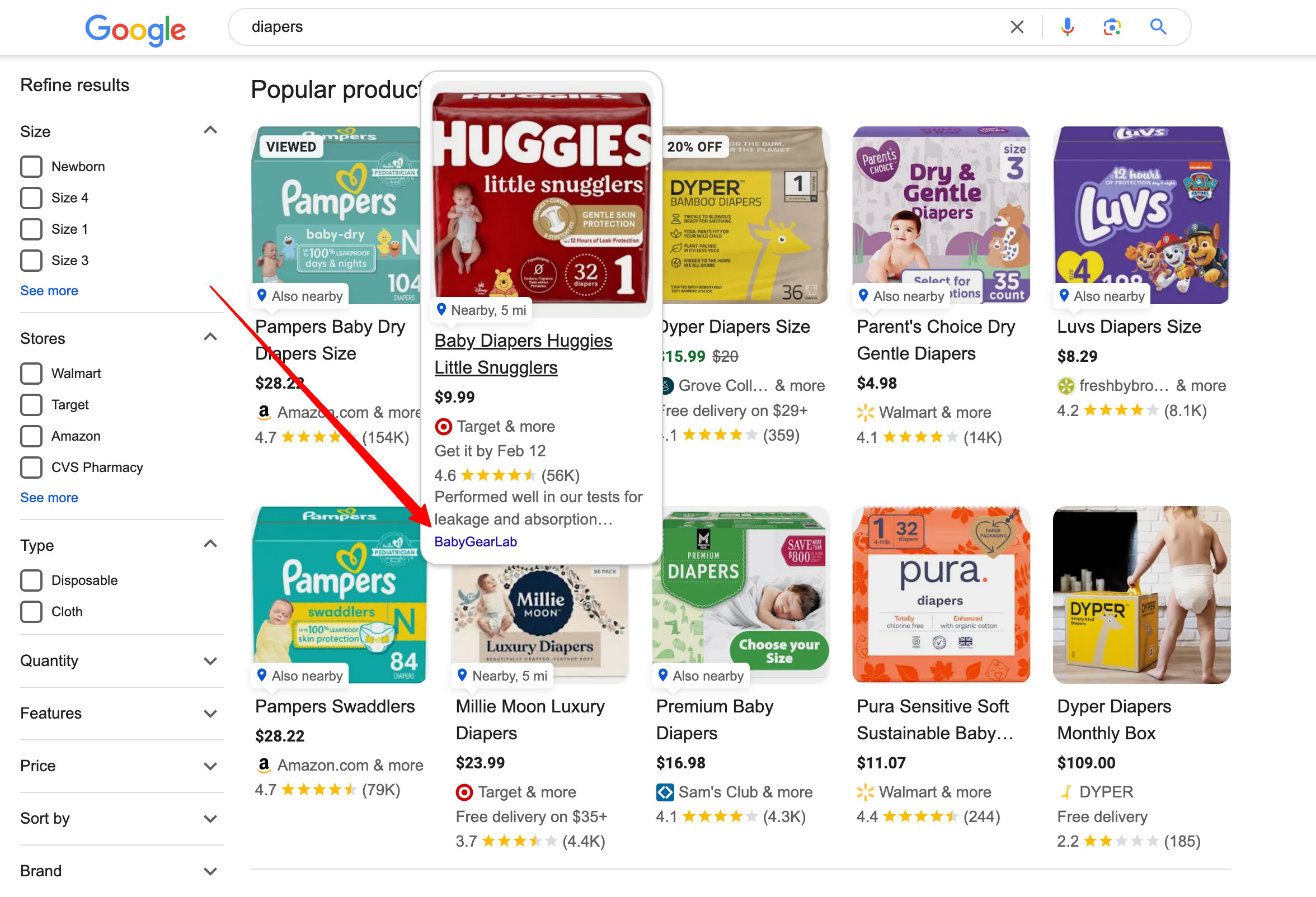 Google Popular Products Article Link Extraits