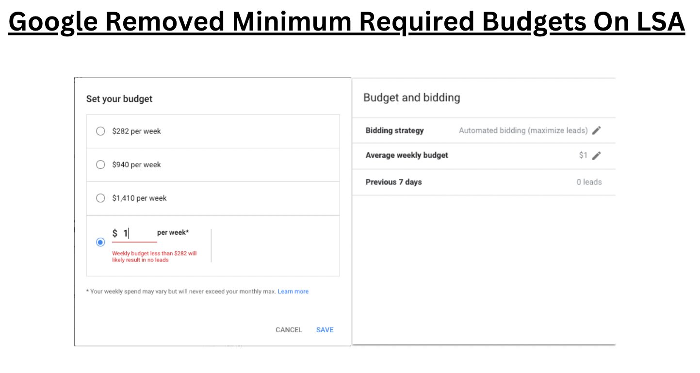 Budget Google LSA Min REQ
