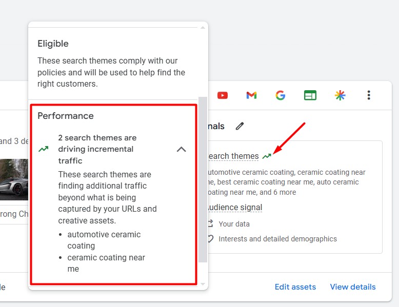 Indicateur de thèmes de recherche Google ADS
