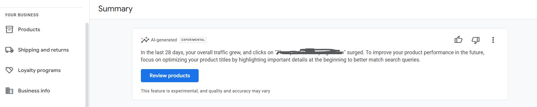 Google Merchant Center AI a généré un résumé