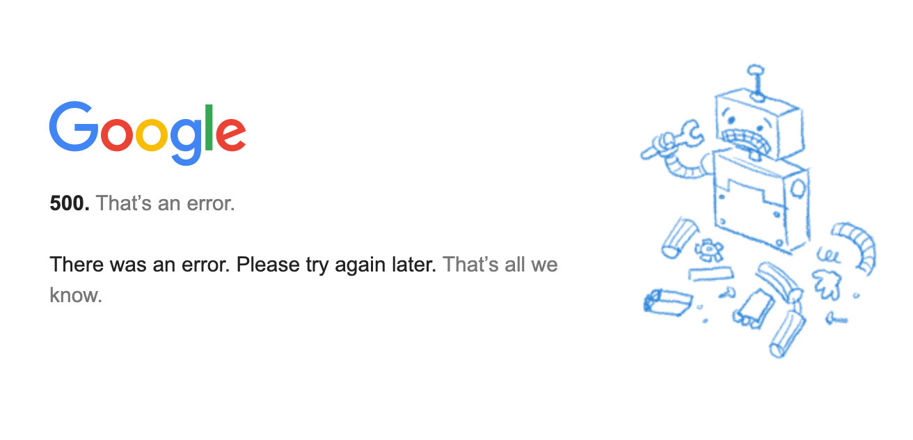 Erreur Google 500