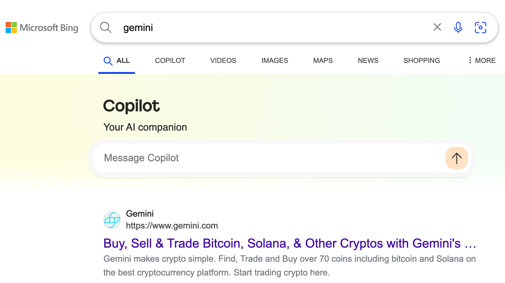 Recherche de Bing Gemini