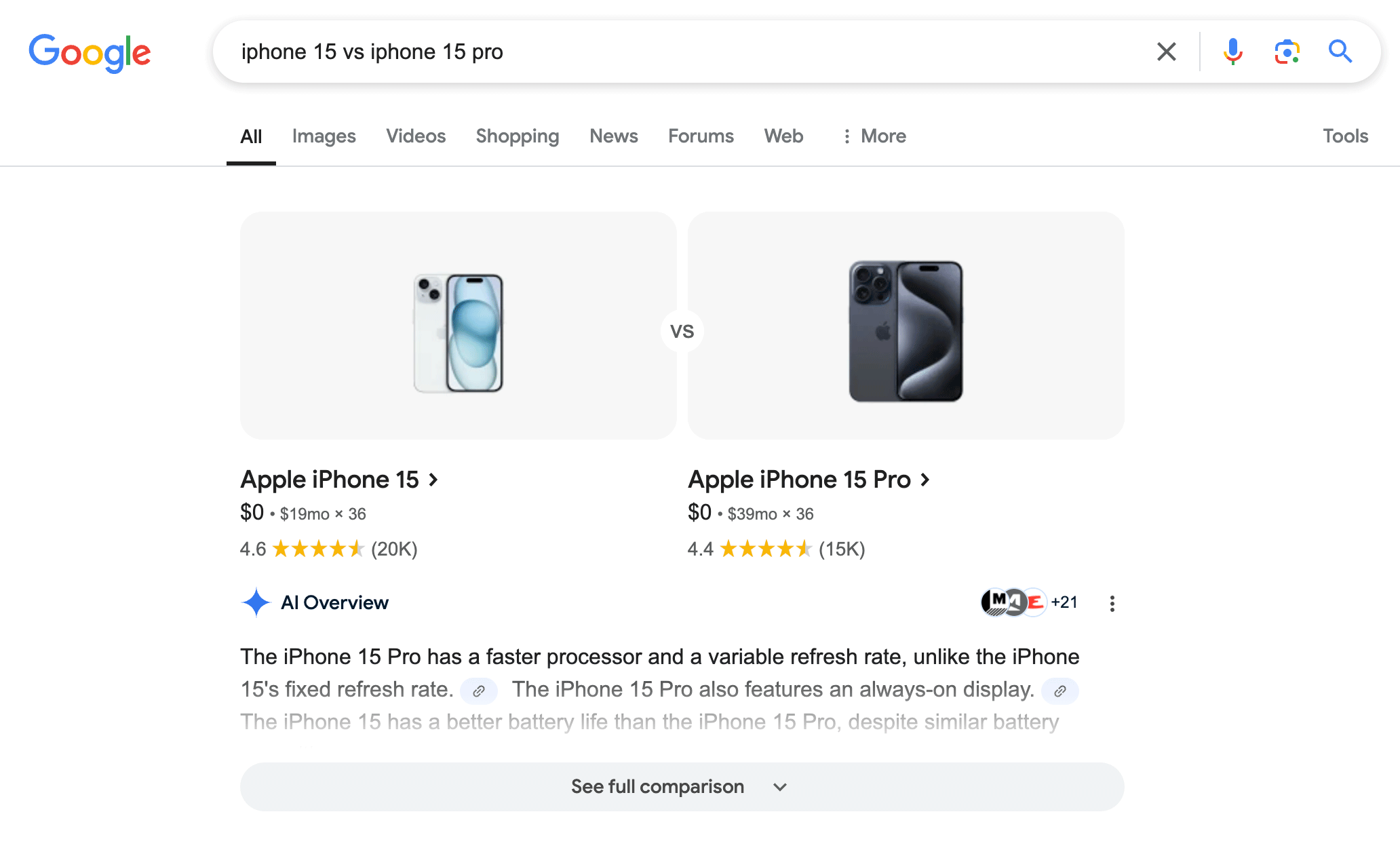 Présentation de Google AI Comparaison détaillée de l'iPhone