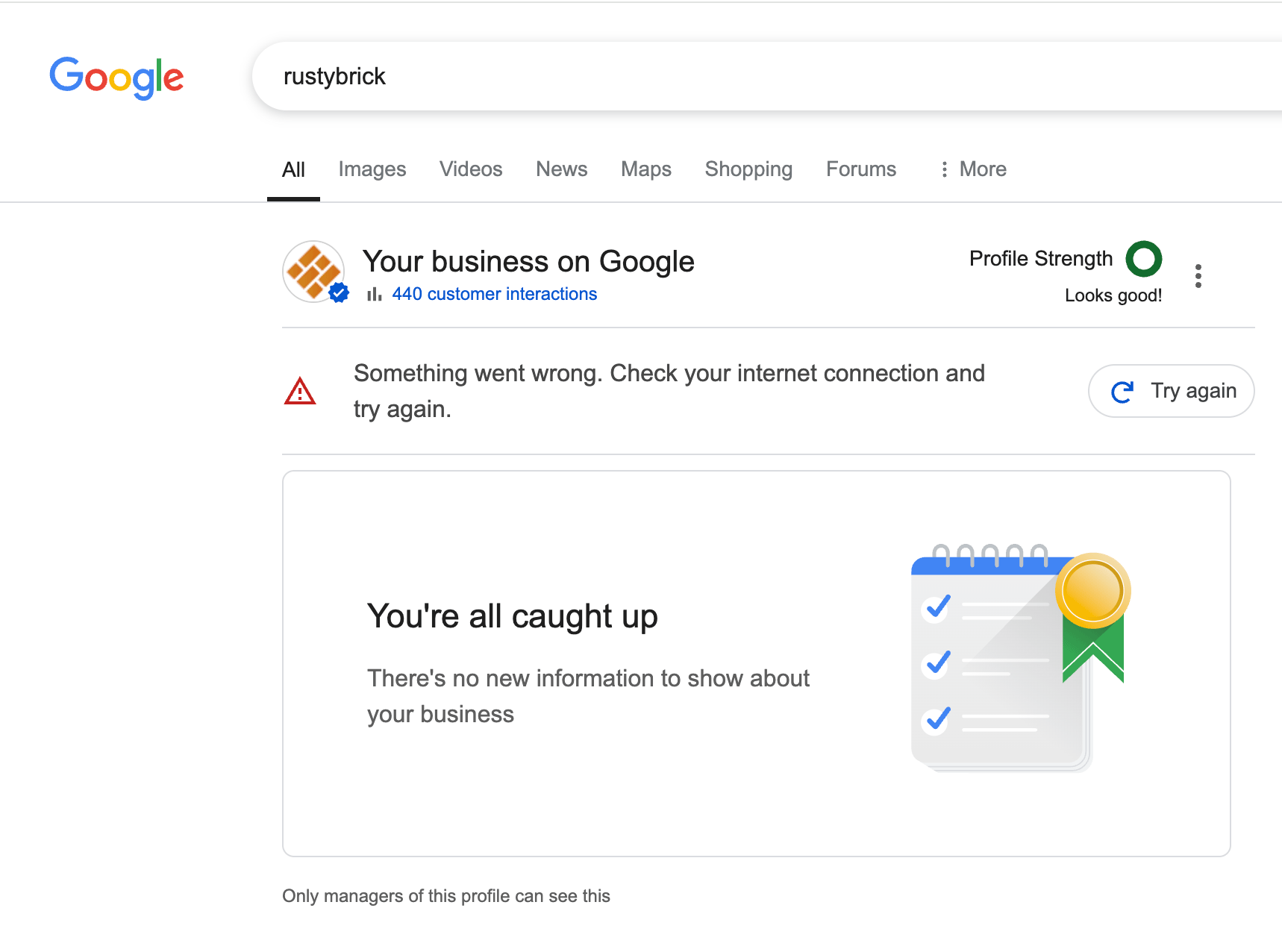 Erreurs de profil d'entreprise Google