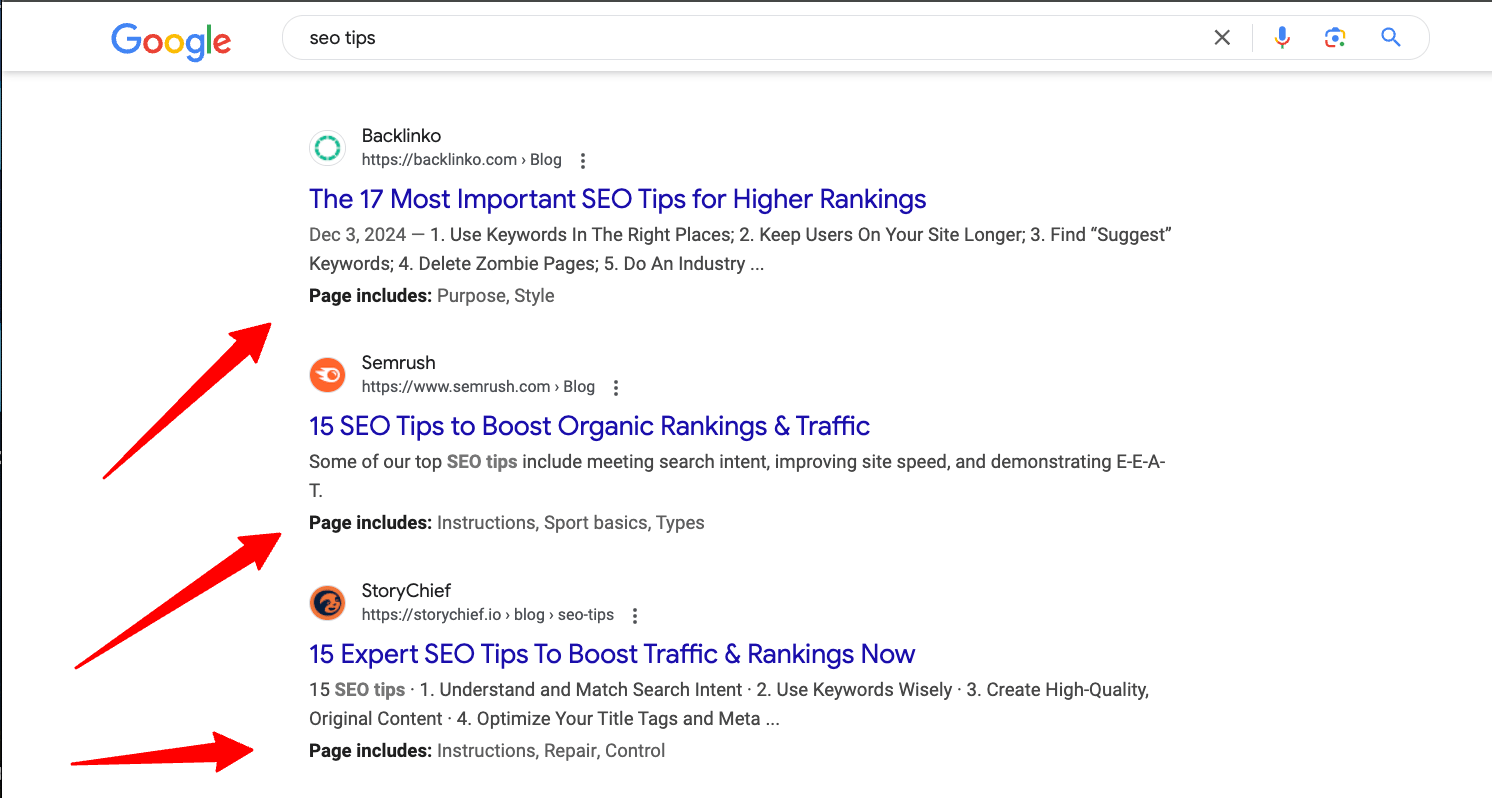 La page Google comprend un extrait