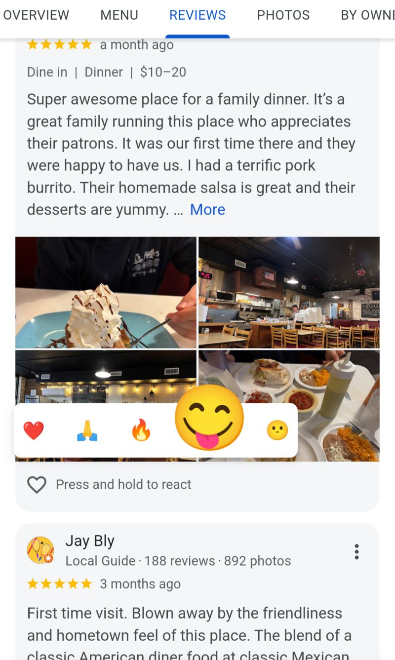 Réactions expressives locales Google