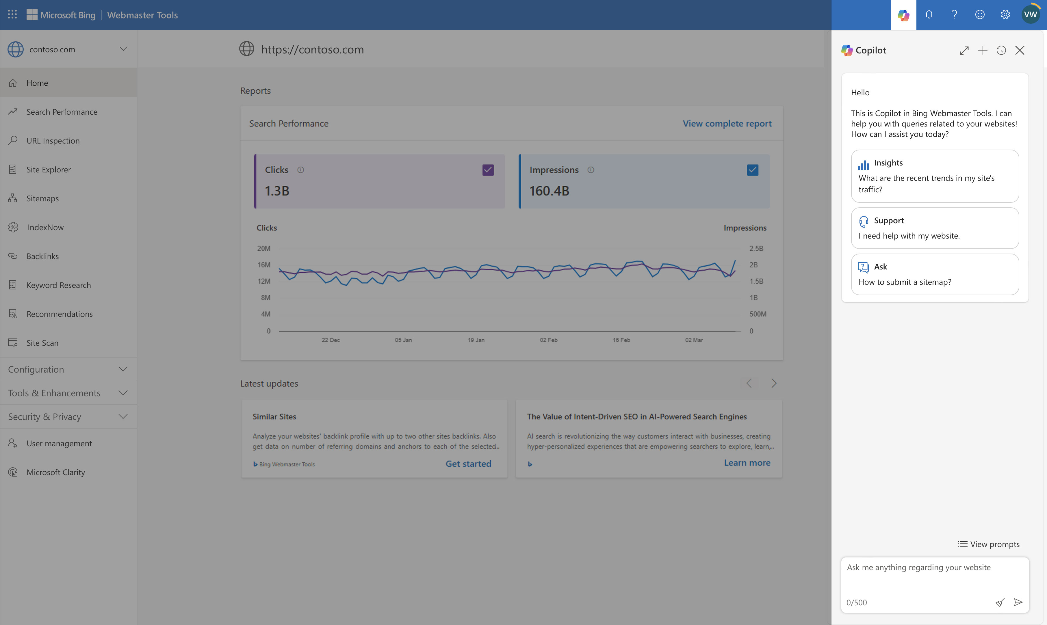 Outils de webmaster Copilot Bing