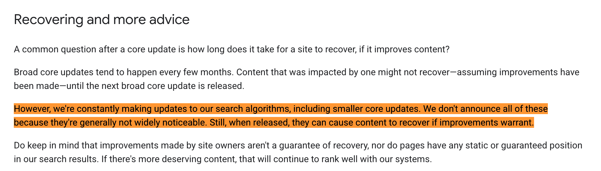 Instruction Google Core Update