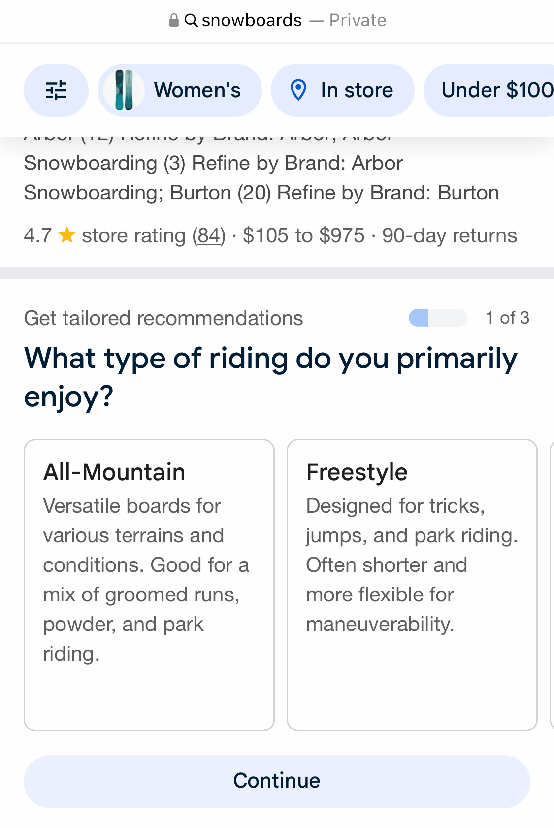 Google Search Obtient des recommandations sur mesure