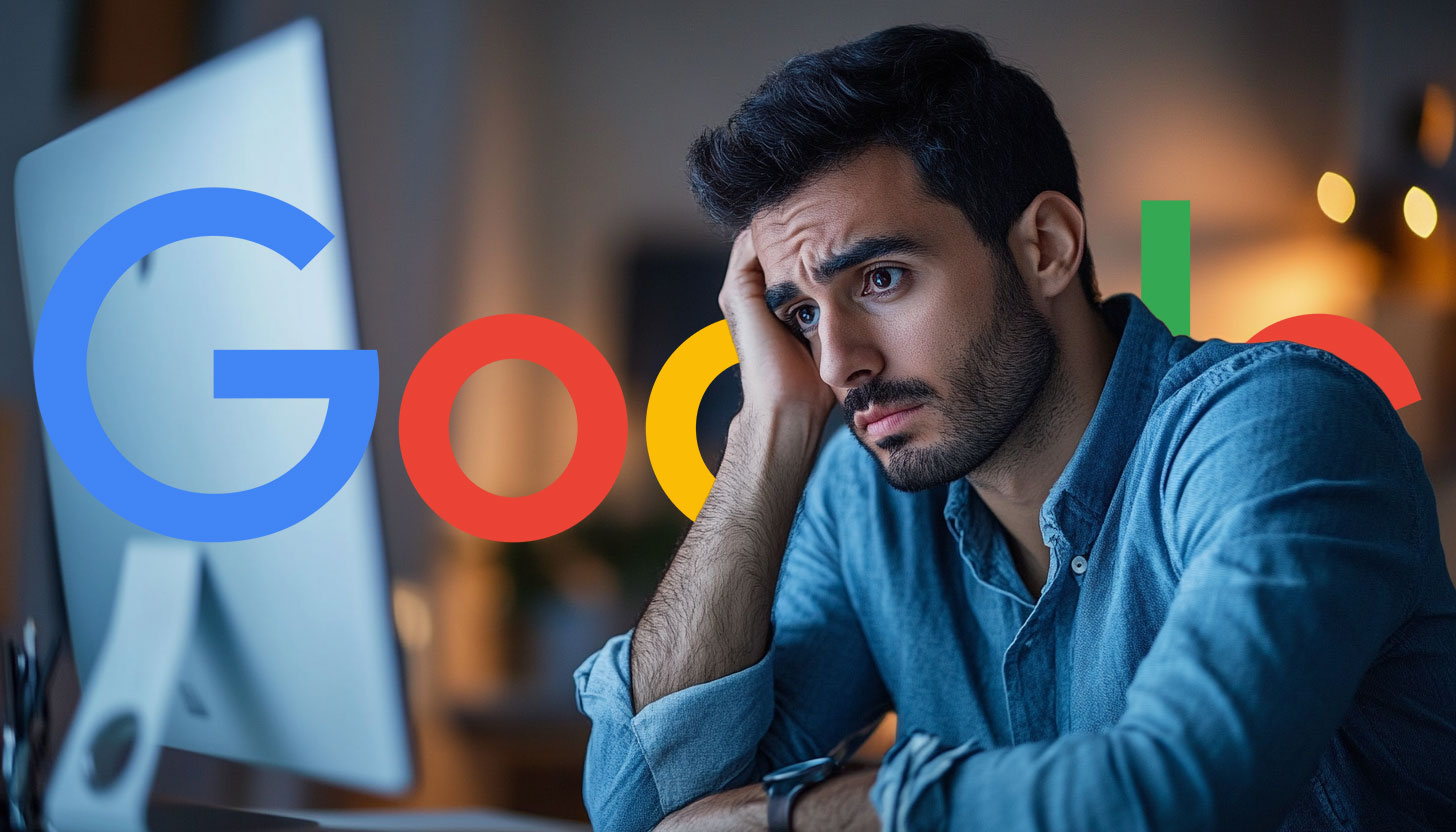 Concerned Man Computer Google Logo