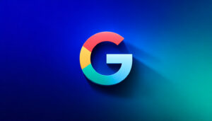 Google teste le nom du site de gradient bleu ombragé et Favicon