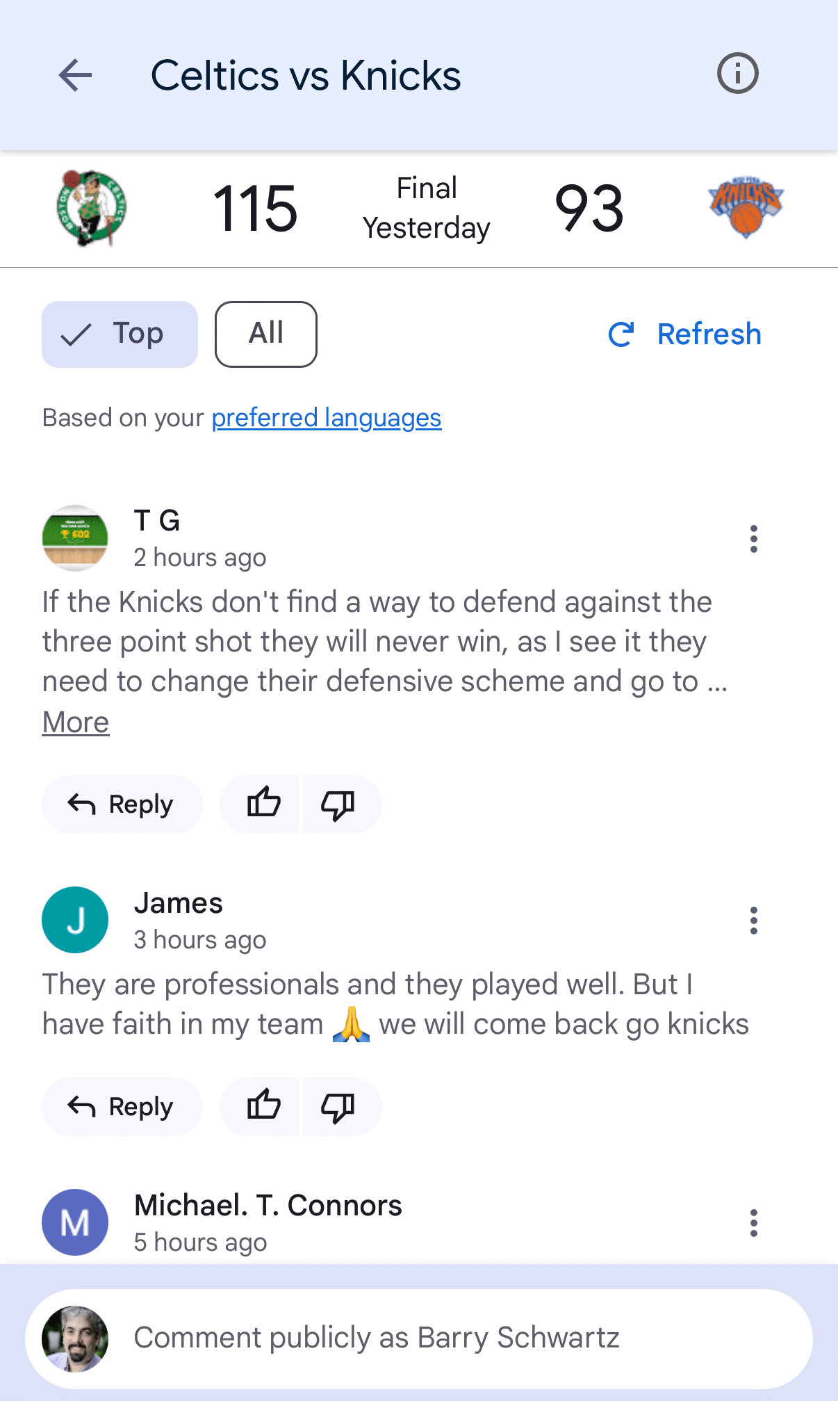 Discussions de recherche Google Beta Commentaires