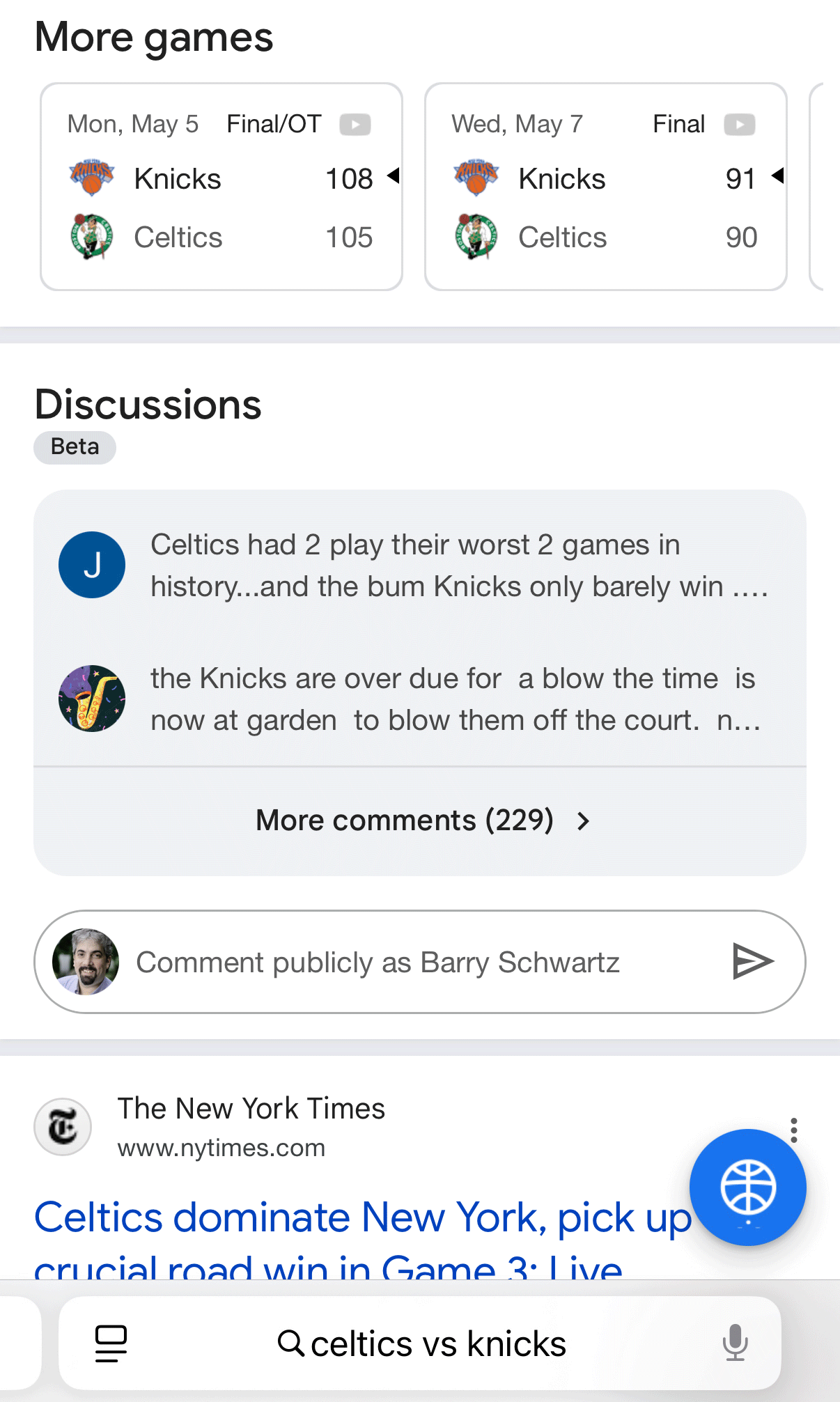 Discussions de recherche Google Beta