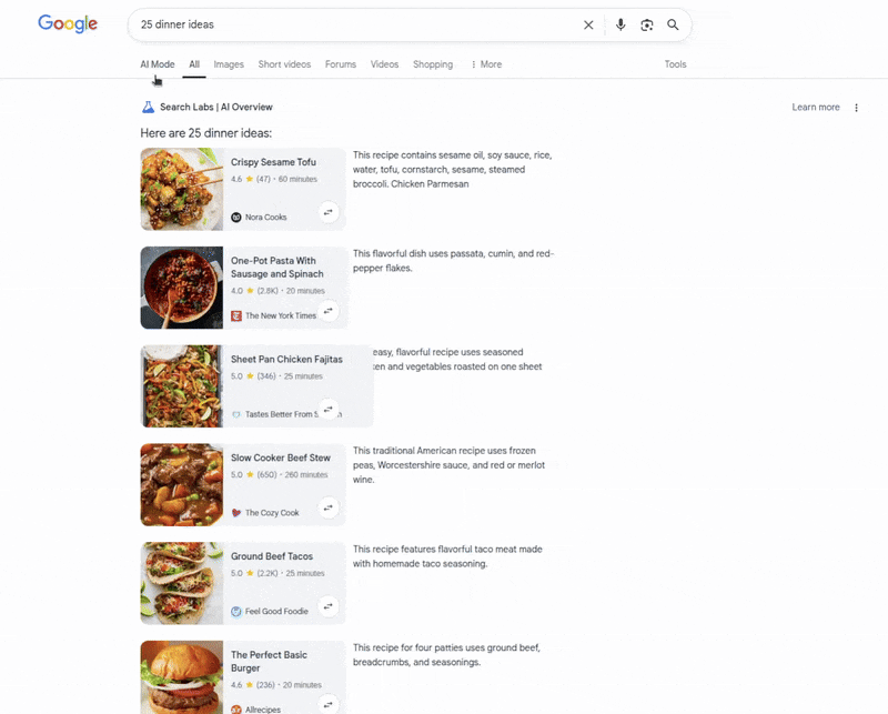 Présentation de la recette Google Interactive