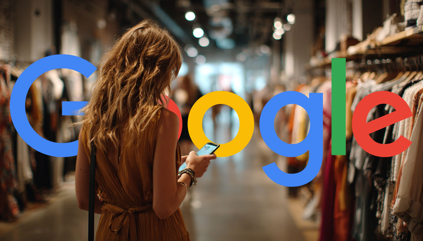 Woman Shopping Clothing Phone Google Logo