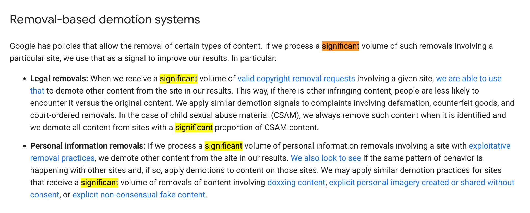 Nouveau système de rétablissement de la suppression de Google
