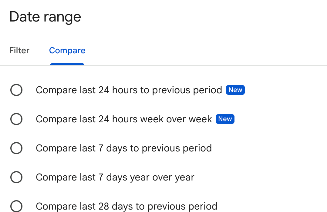 Rapport sur les performances de la console de recherche Google Comparez 24 new2