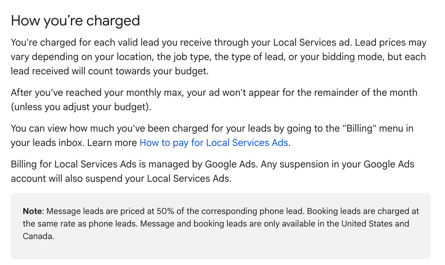 Le message Google LSA mène le prix
