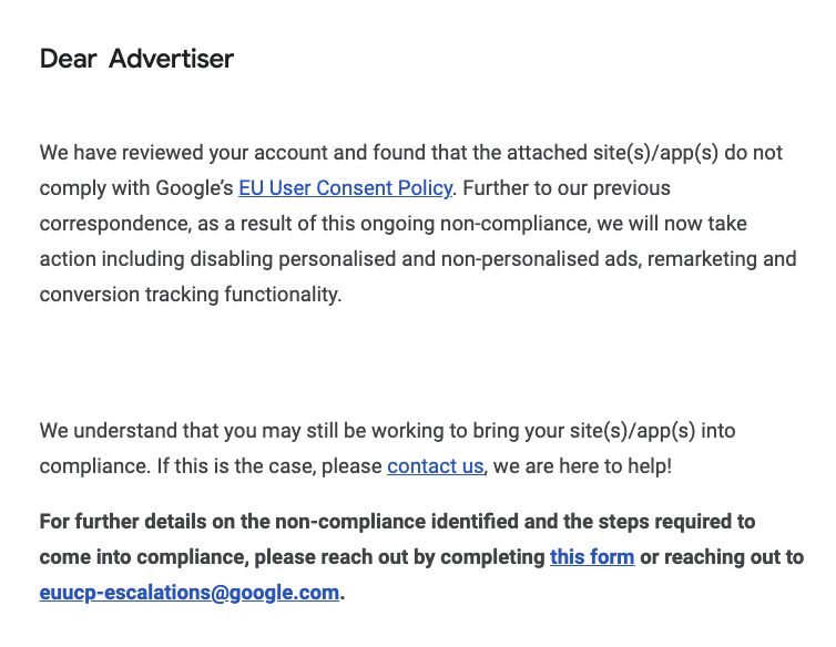 Google ANS AVIS MODE DE CONsentement