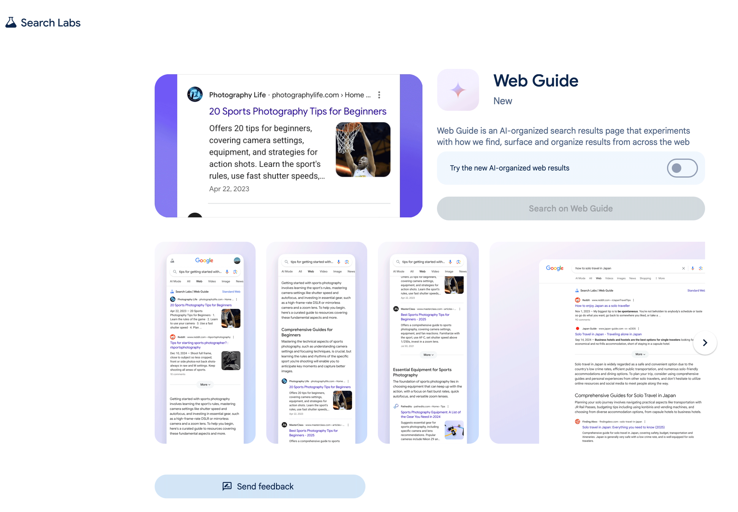 Guide Web Google Search Labs