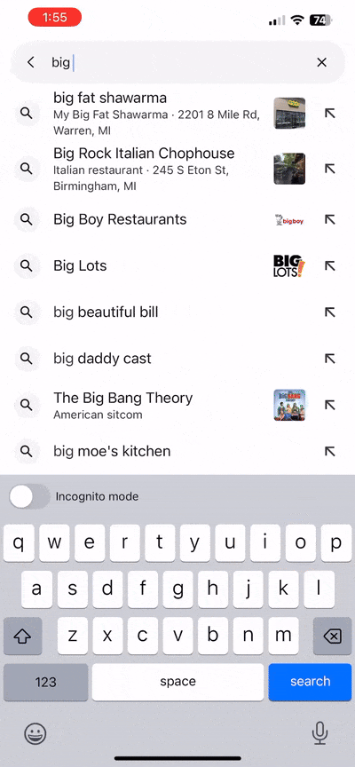 Résumé des résumés d'IA du menu local Google